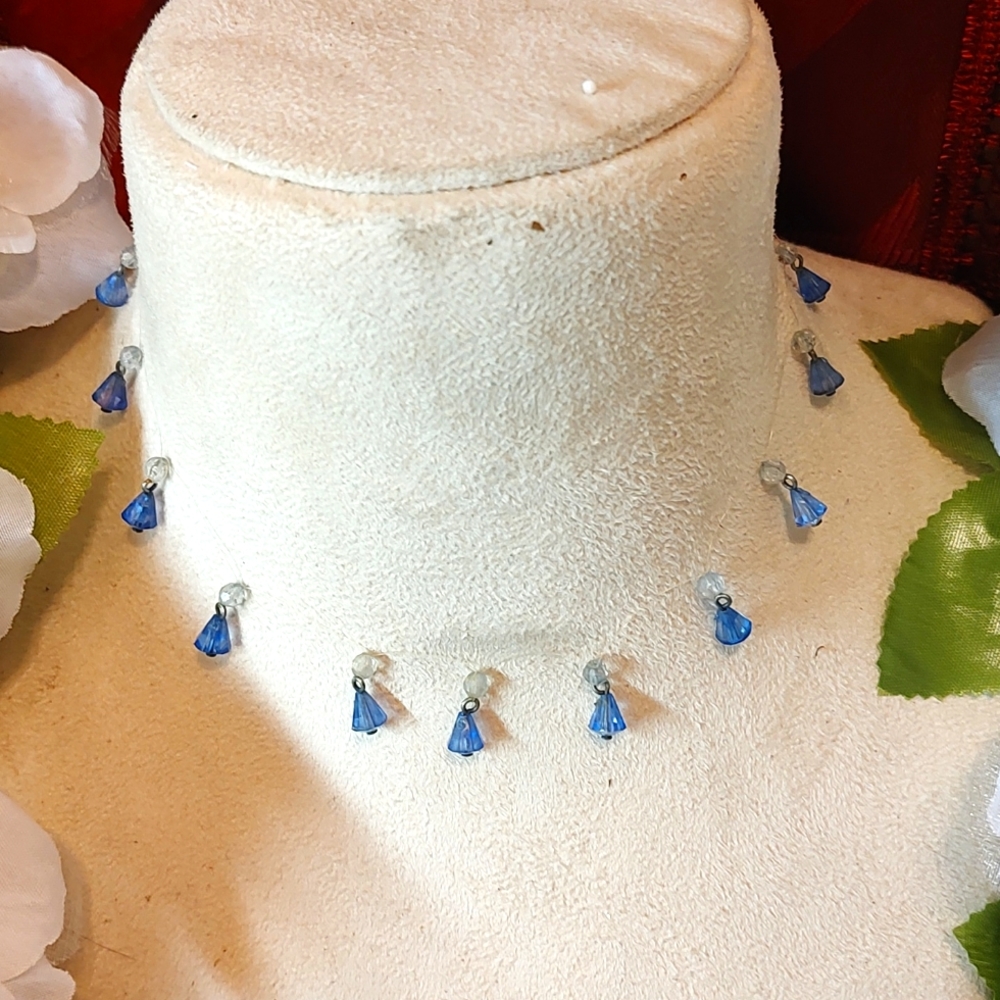 Blue and White Illusion Necklace